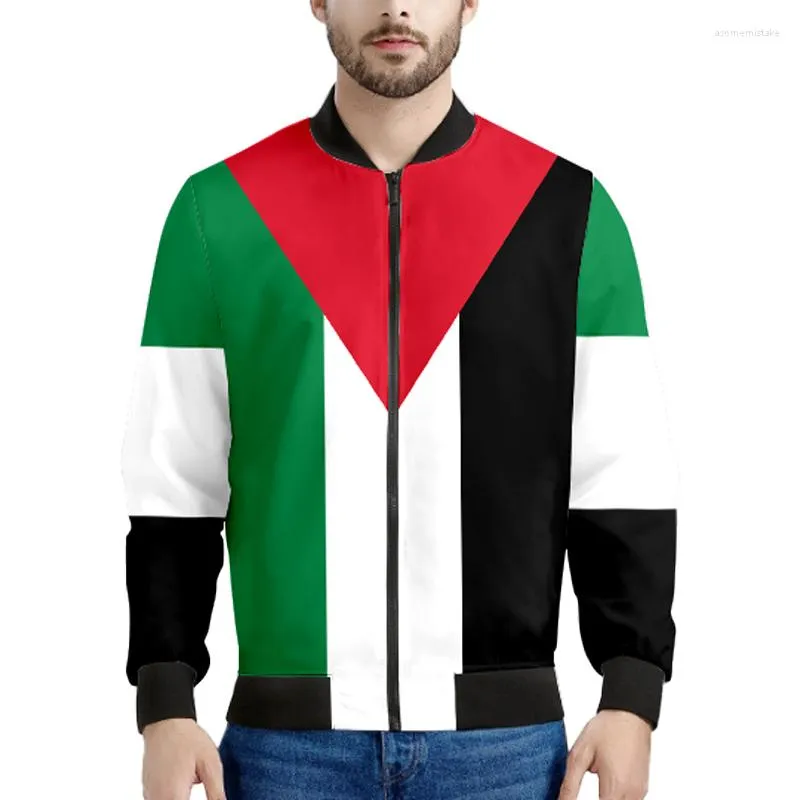 Vestes pour hommes Palestine Zipper Jacket Free Custom Made Name Number Print Po Coats Palaestina Nation Flag Tate Palestina College Clothes