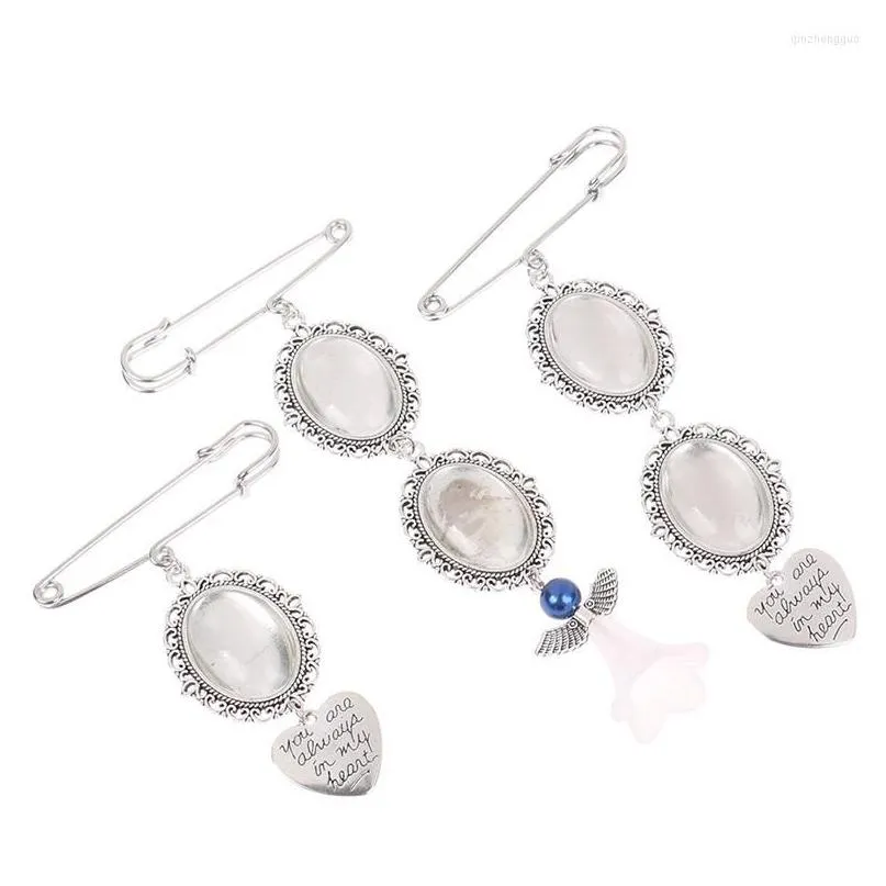 Charms Diy Pin Brooch Lacy Frame Charm Oval Picture With Pendant For Bridal Wedding Party Bouquet Po Drop Delivery Jewelry Findings Dhakc