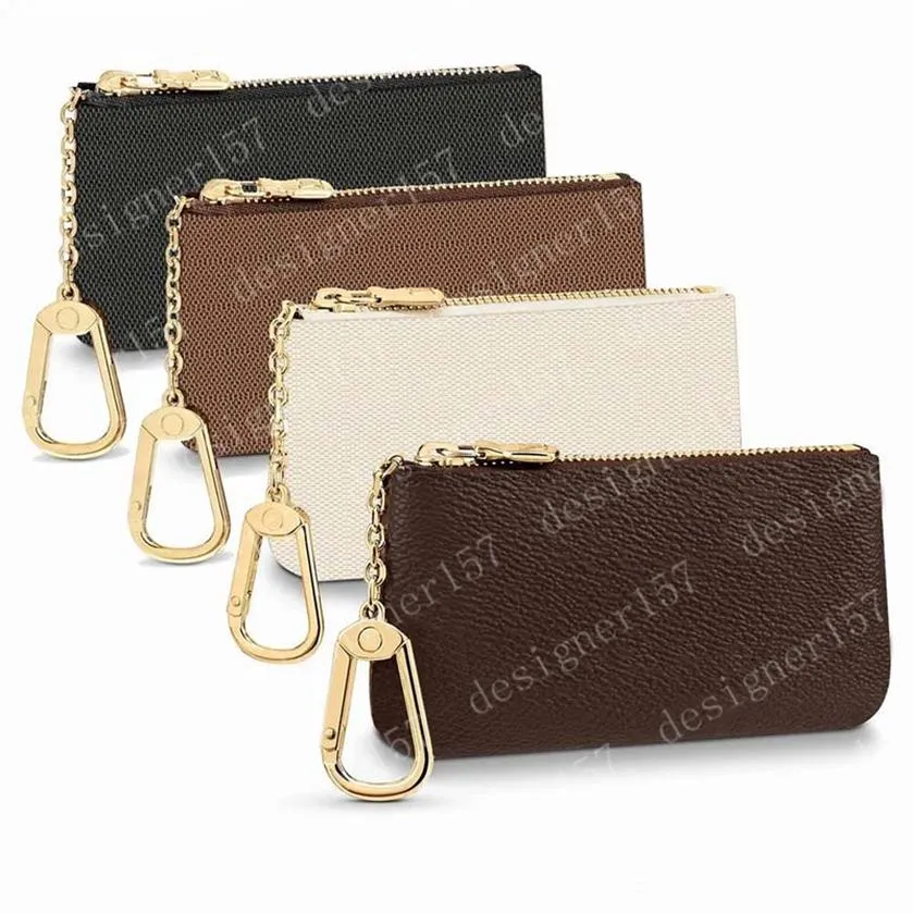 Toppkvalitet 5 Corlors Key Pouch Coin Purse Mens Key Card Holders Handv￤skor L￤derkedja Mini Pl￥nb￶cker #K09272G