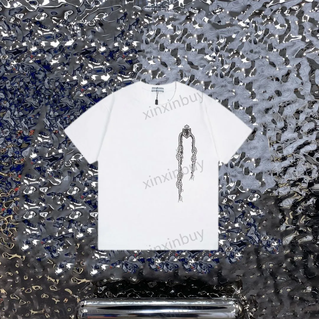 Xinxinbuy Men Designer Tee Tシャツ23SSネックレスプリントラベルレター半袖女性ホワイトブラックグリーンブルーXS-2XL