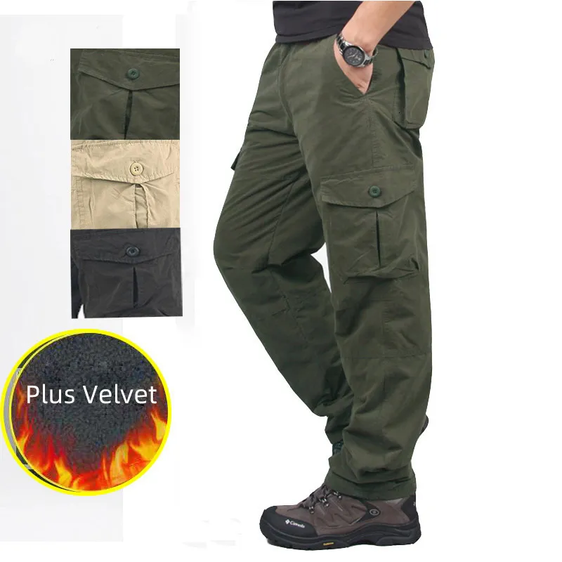 Männer Hosen Winter Cargo S Warme Dicke Militärhose Für Plus Samt Casual Armee Taktische Pantalon 230206