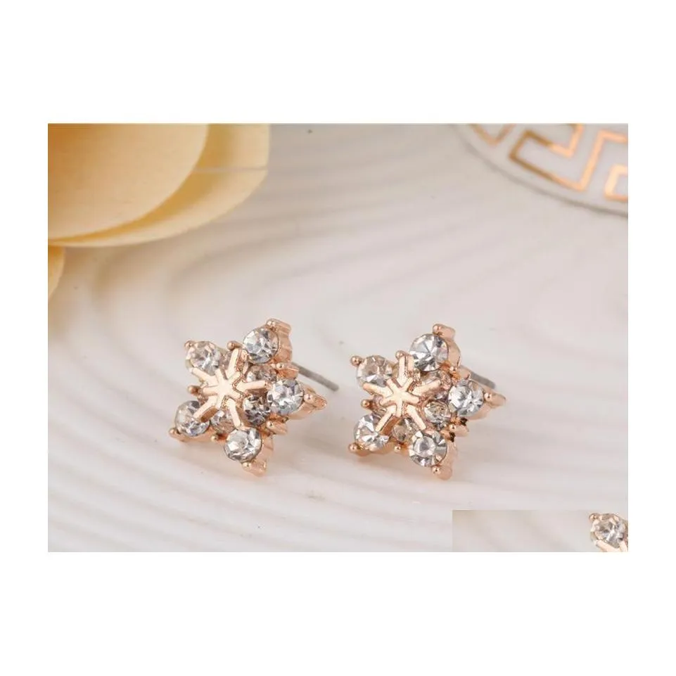 Stud -oorbellen Crystal Earring Groothandel Koreaanse diamant 18k Rose Gold Golde Drop Delivery Sieraden Dh93V