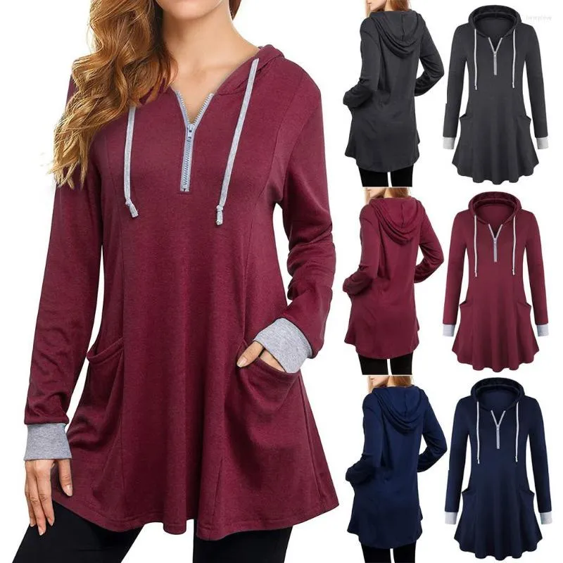 Women's T Shirts Women Shirt Polyester Spandex Women's Thin Tunic Hoodies Long Sleeve Zip Up Sweatshirts Pullover Blouse Tops Ling