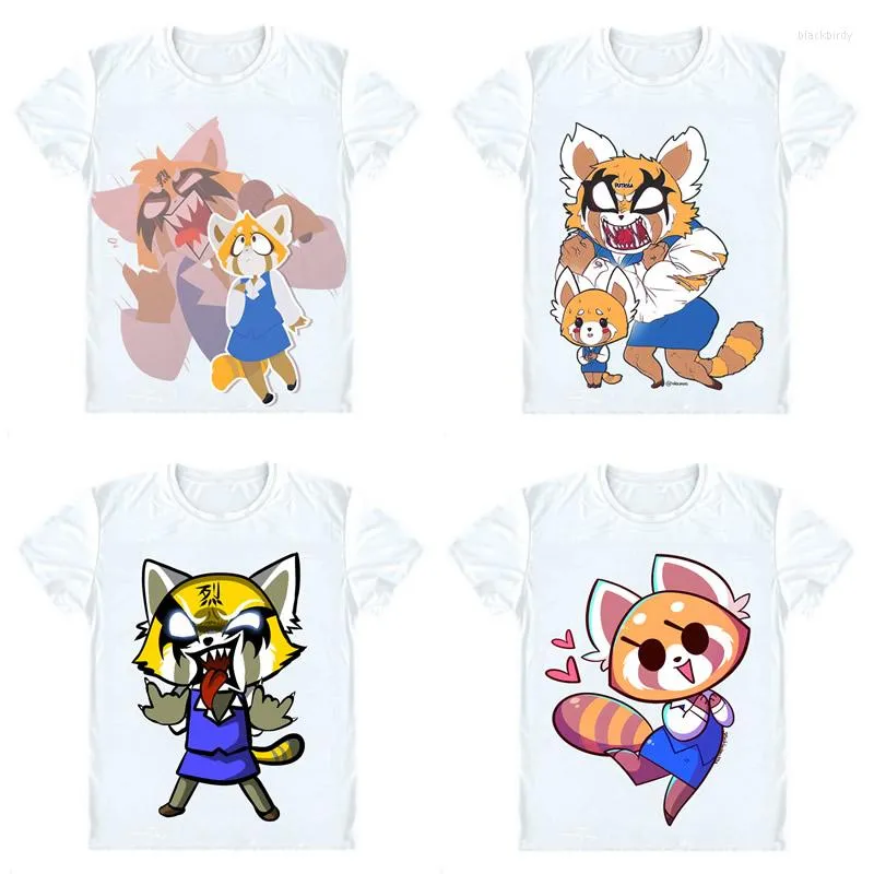 Herr t shirts aggretsuko t-shirts kort ärm anime aggressiv retsuko aguresshibu röd panda mindre cosplay skjorta