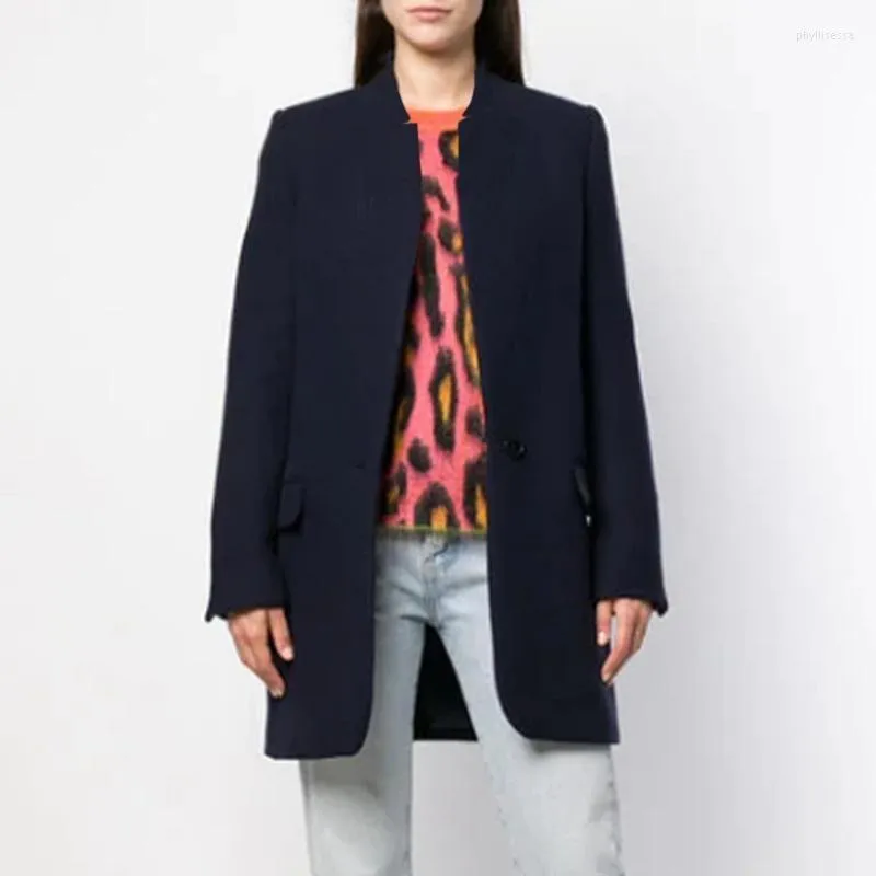 Trenchs de femmes manteaux femmes 2023 manteau long hiver printemps revers manches bureau dames solide mince pardessus vêtements d'extérieur abrigo mujer phyl22