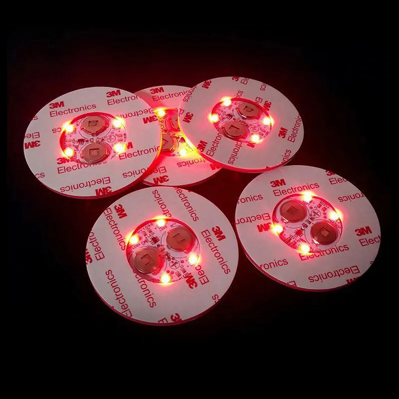 3M Çıkartma Led Coaster Işık Yenilik Aydınlatma RGB Mavi Kırmızı Led İçecek Mat Sticker İçecek Parti Işıkları Şişe Cam Parti Şarap Crestech168