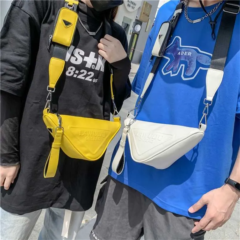 2023 Bags Clearance Outlets Men's fashion simple casual mobile phone high quality lovers triangle foreign personality women's one-shoulder messenger bag