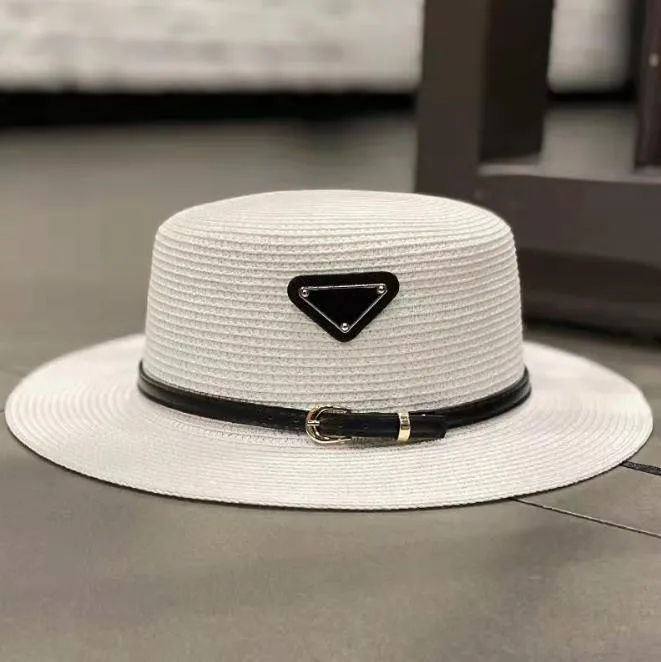 Women's designer straw hat flat top hat high quality men's and women's same triangle sun visor