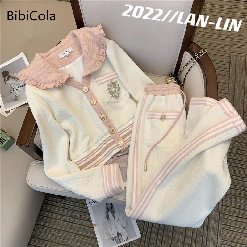 Clothing Sets girls' small fragrance suit spring middle and big children's sports loose leisure fashion western style two piece 230206