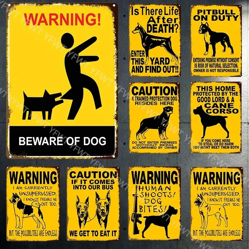 WAARSCHUWING DOG METAL TOREN Signs Vintage Poster Pas op voor honden retro tin platen muurstickers voor tuin familie huis deur decoratie maat 30x20cm w02