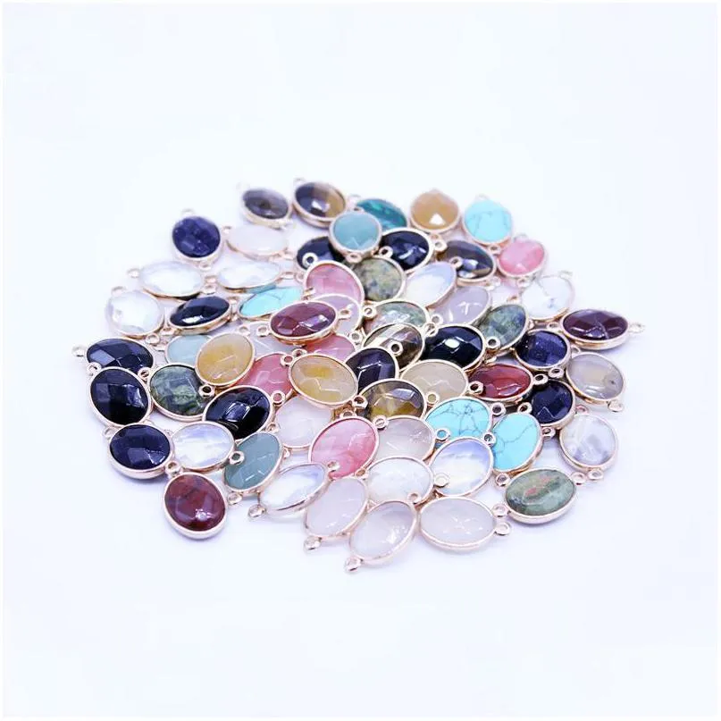 Pendentif Colliers Wholeslae Pierre Naturelle Couleur Mixte Enveloppé Ovale À Facettes Pour Bijoux Diy Drop Delivery Pendentifs Dhgarden Dhja2