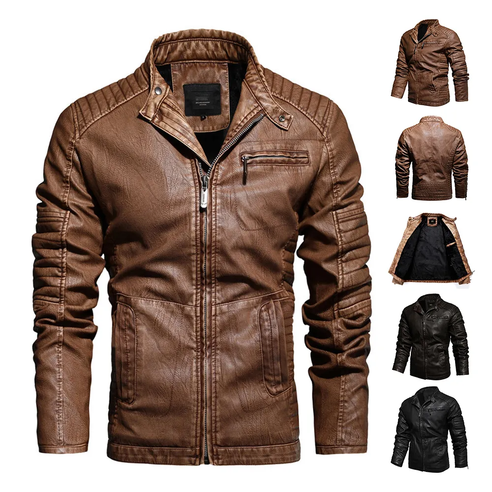Men S Leather Faux Ucrazy Autumn Motor Casual Vintage Jacket Coat Winter Classic Fashion Pockets 230207