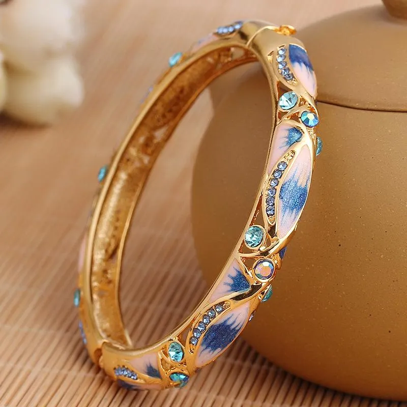 Bangle Bracelet National Wind Gold-plated Female Fashion Gift Fine Crystal Retro Manufacturer Wholesale