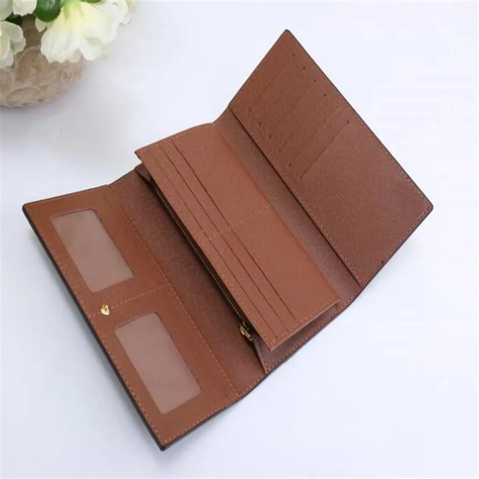 Handbags Leather EMILIE WALLET designer Womens Long EMILIE Wallets Card Holder Key Pouch Coin Purse Zippy Brown Waterproof Canvas 203D