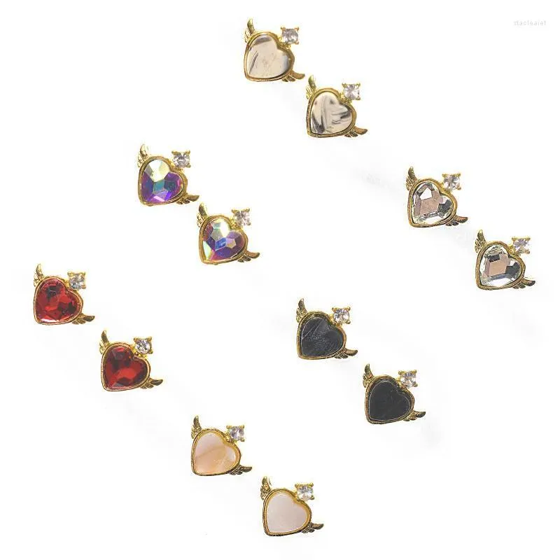 Decorações de arte da unha de luxo Asa coração amor strassões encantos de pedra belits unhas de jóias acessórios de jóias metal para decorações 3D SAIL S