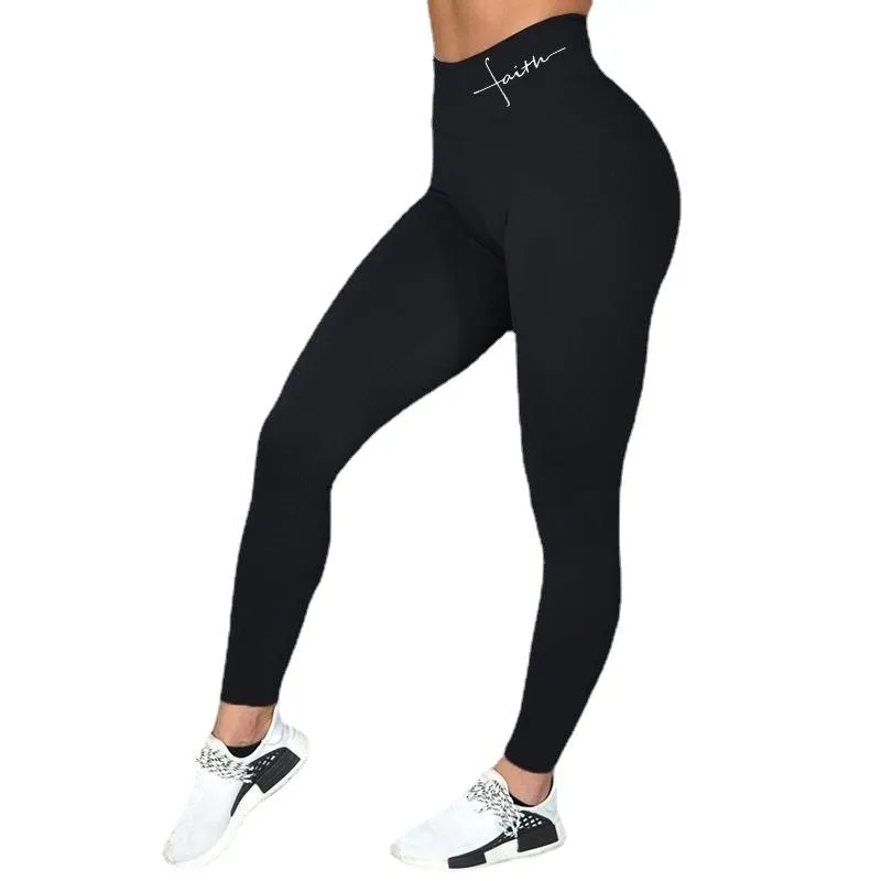 Damen-Hosen, Caprihosen, Damenmode, hohe Taille, langer Druck, dünne Leggings, Sport-Yoga-Hose, Fitnessstudio