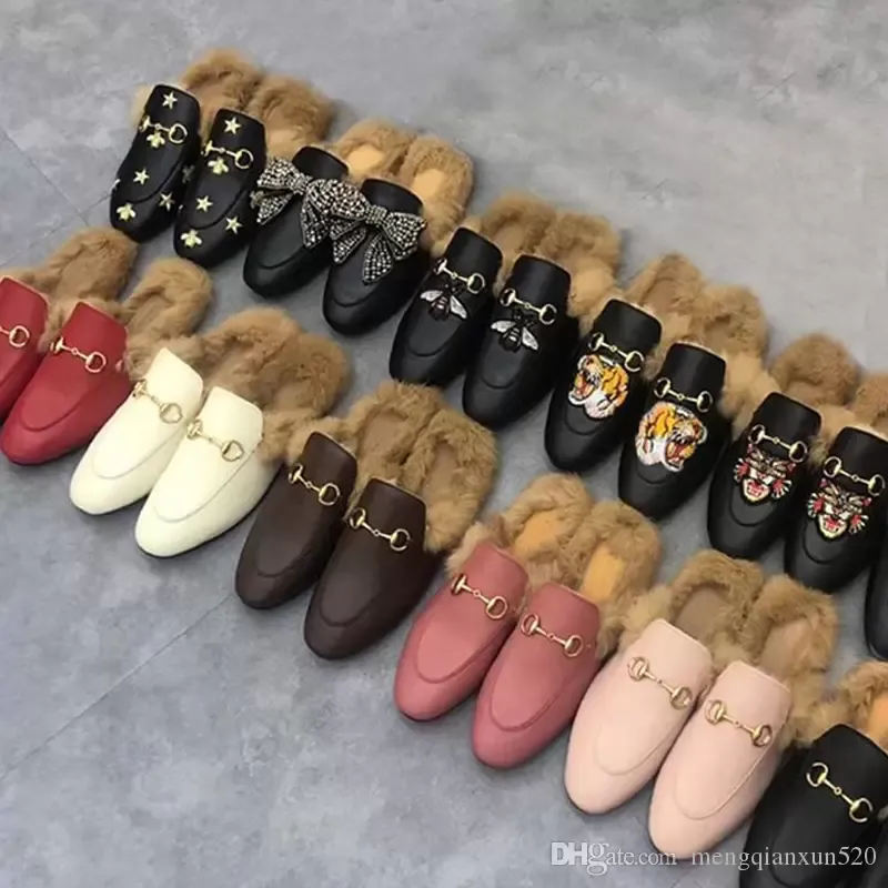 pantofole da uomo invernali in lana Scarpa firmata Lazy Flat Baotou Infradito da donna in pelle Slides Suede lettera pelle bovina Metallo uomo con pelliccia scarpe da donna Grandi dimensioni 35-40-41 Con scatola