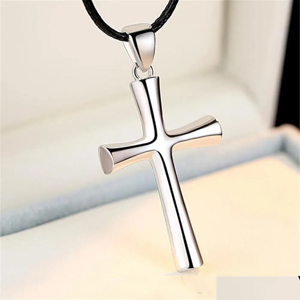 Anhänger Halsketten Großhandel S925 Sterling Silber Liebhaber Halskette Koreanische Jungen und Mädchen Mode Einfache Kreuz Drop Lieferung Juwel Dhgarden Dhwf6