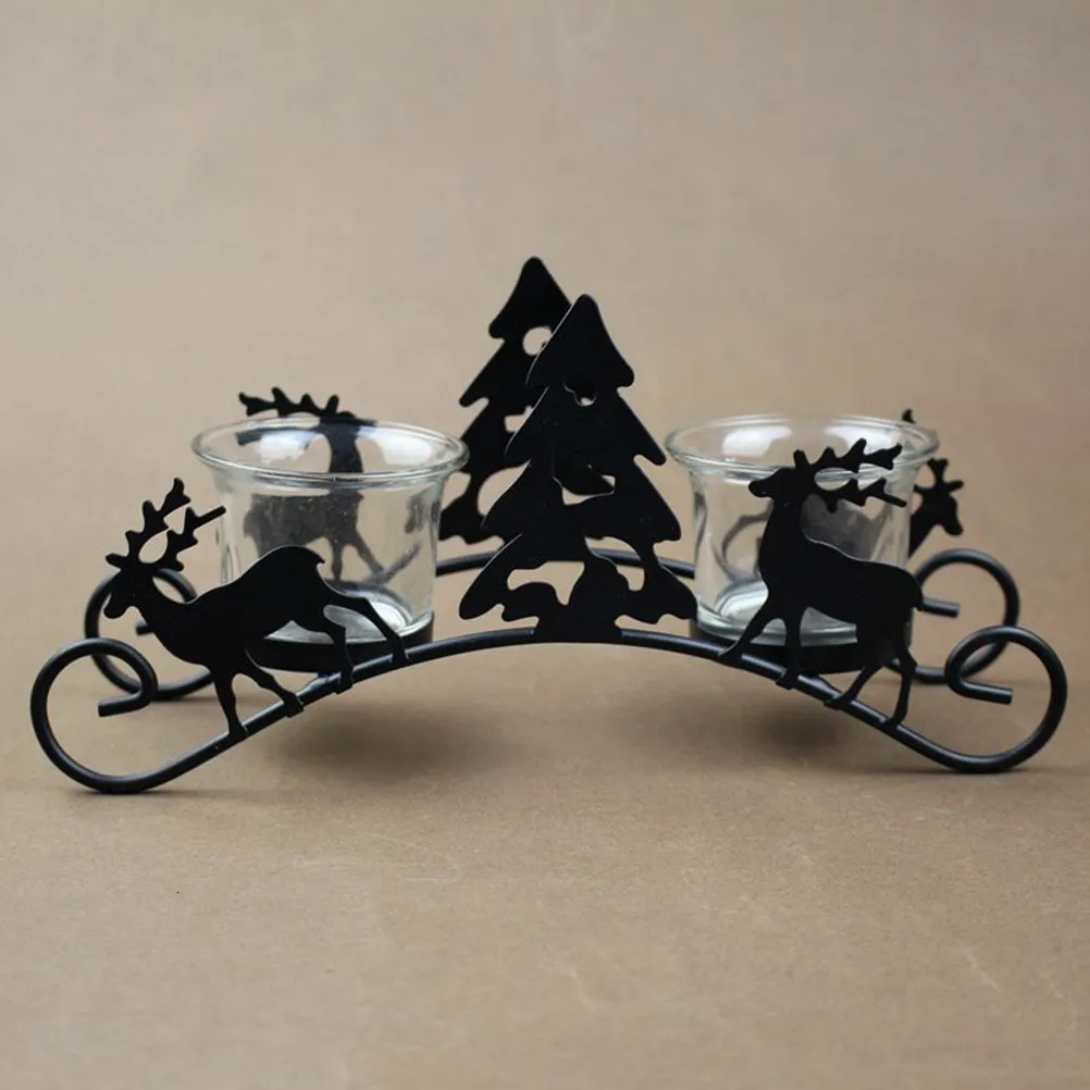 Andra evenemangsfest levererar ljusstake dekoration julgran hjort smides kreativ hållare för svart 230206