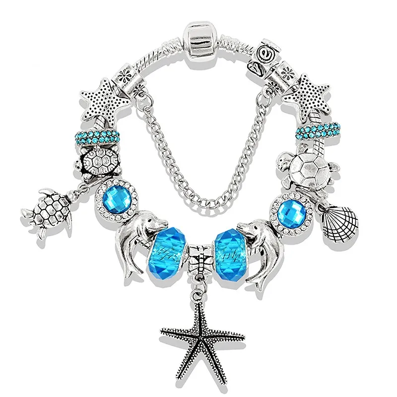 Bracelets de miçangas de várias cores Fashion Blue Ocean Series Bracelet para mulheres