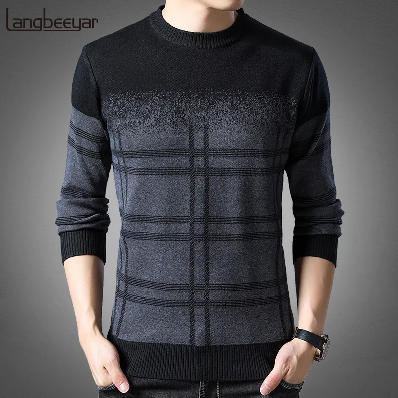 Suéteres masculinos marca de moda suéter masculina pulôvers grossos slim fit jumpers malha lã de lã de inverno coreano roupas casuais homens 230206