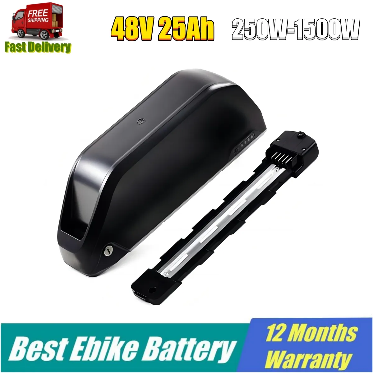 واجب مجاني Polly Shark 48V 25Ah Ebike Battery for 52V 25AH 48V 36V 35ah 1000W 1200W 1500W أسفل الأنبوب الدهون الإطارات بطارية الدراجة الكهربائية