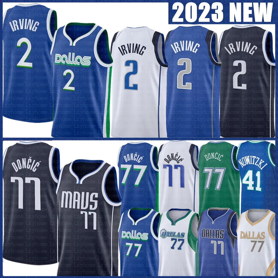 Luka Doncic Kyrie Irving Basketball Jerseys Dirk Nowitzki Maverick City 77 11 Blue Black Edition Green Jersey 2022 2023