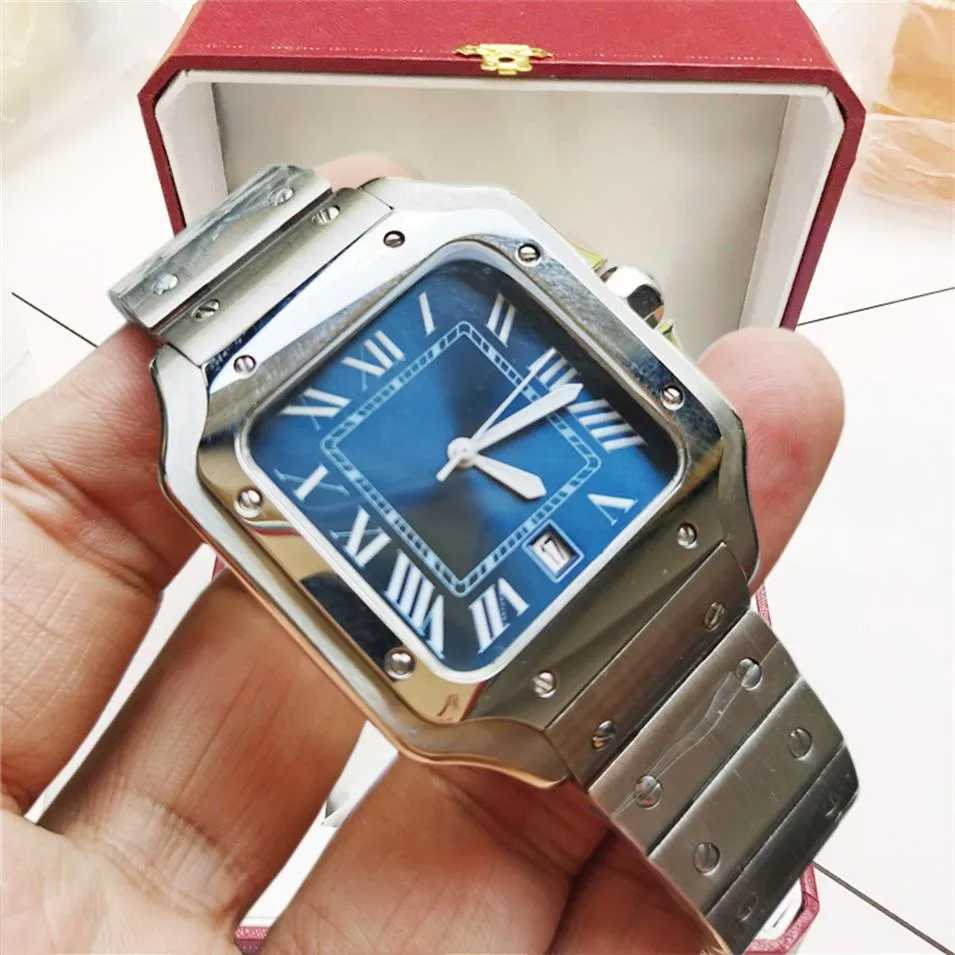 Orologi da uomo di lusso Meccanici automatici Movimento ampio Quadrante blu Orologi da polso di moda in acciaio inossidabile con vetro zaffiro295i