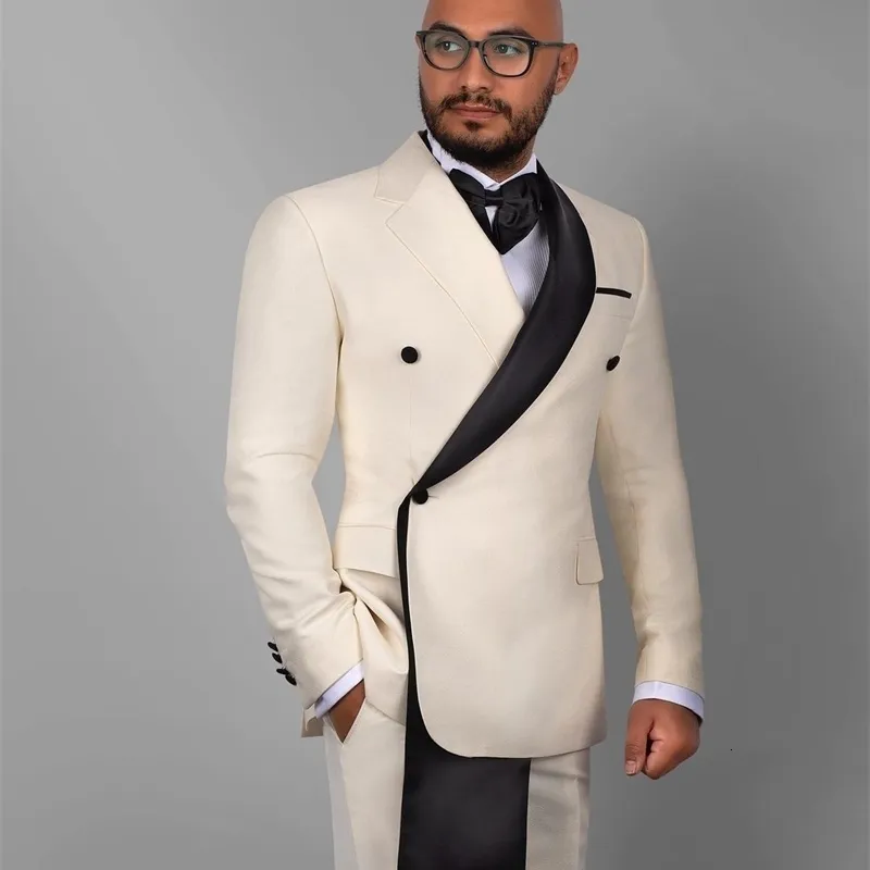 Мужские костюмы Blazers Модные мужчины Tailommade 2 штуки брюк -брюки одна кнопка Ed Lapel Slim Business Wedding Plus Size Tasted 230206