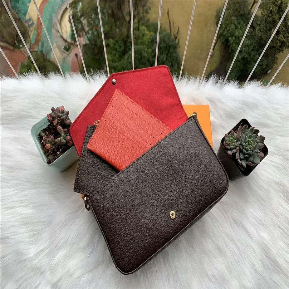 Orignal Leather Fashion Designer Sac à bandoulière Deluxe Mini Dinner Bags Wallet Phone Card Pack Sac à main de couleur pure Felicie avec box253d