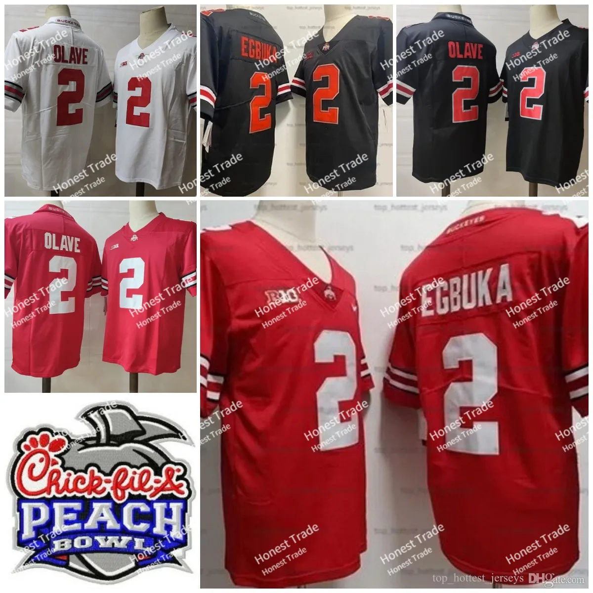 Ohio State Buckeyes voetbaljersey 2 Chris Olave 2 Emeka Egbuka College voetbalshirt Red Geel White Mens genaaide truien