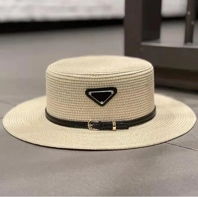 Women's designer straw hat flat top hat high quality men's and women's same triangle sun visor