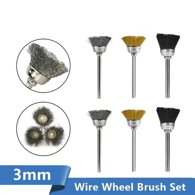 Brosse de roue de polissage 10 pièces brosse métallique à tige de 3.mm pour accessoires d'outils rotatifs Dremel