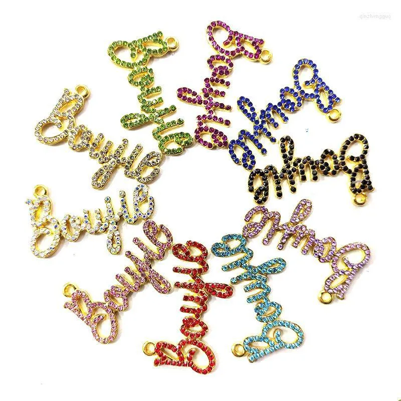 Charms 10pcs Rhinestone Mektubu Boujie LTC0051LTC0054 Kolye Bilezik İçin Anahtar Ke Takıları