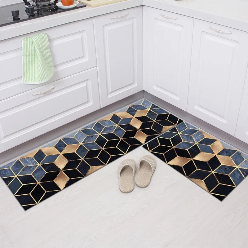 Carpet Geometry Waterproof Oilproof Kitchen Mat Antislip Bath Soft Bedroom Floor Living Room Doormat Rug 230207