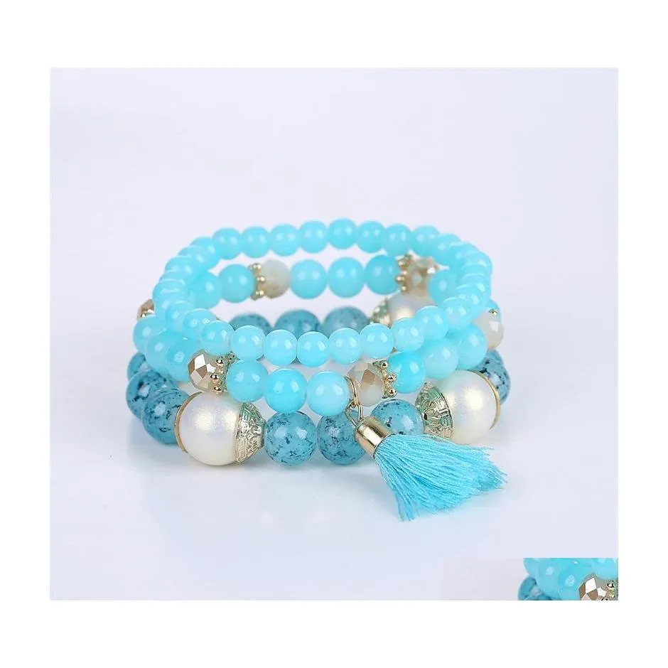 Bracelets de charme Bohemian Tassel Pingente Pingente para mulheres Bracelete feminina de joias de p￩rolas