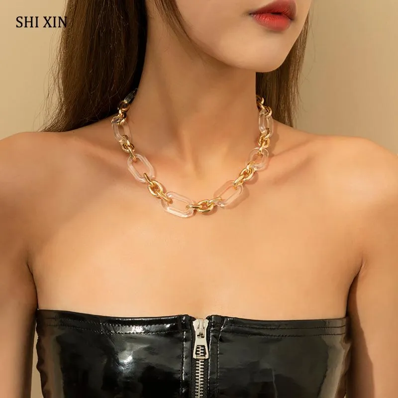 Ketten Fashion CCB Material Dickes Verknüpfungsketten Halskette auf Neck Girl Chunky Short Choker Halsketten Kragen für Frauen Statement 2023