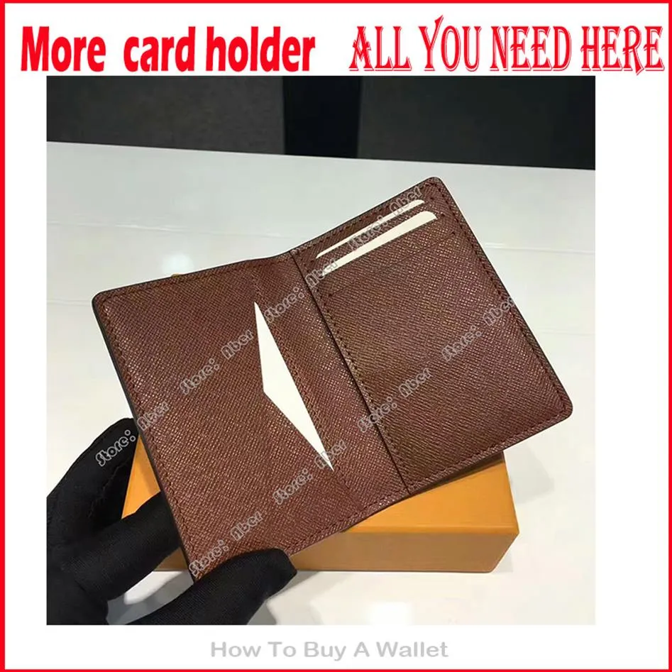 Fantastiskt korthållare allt du behöver här Pocket Organizer NM Luxurys designers plånböcker Mens riktiga läder plånböcker Kreditkortshållare W3385