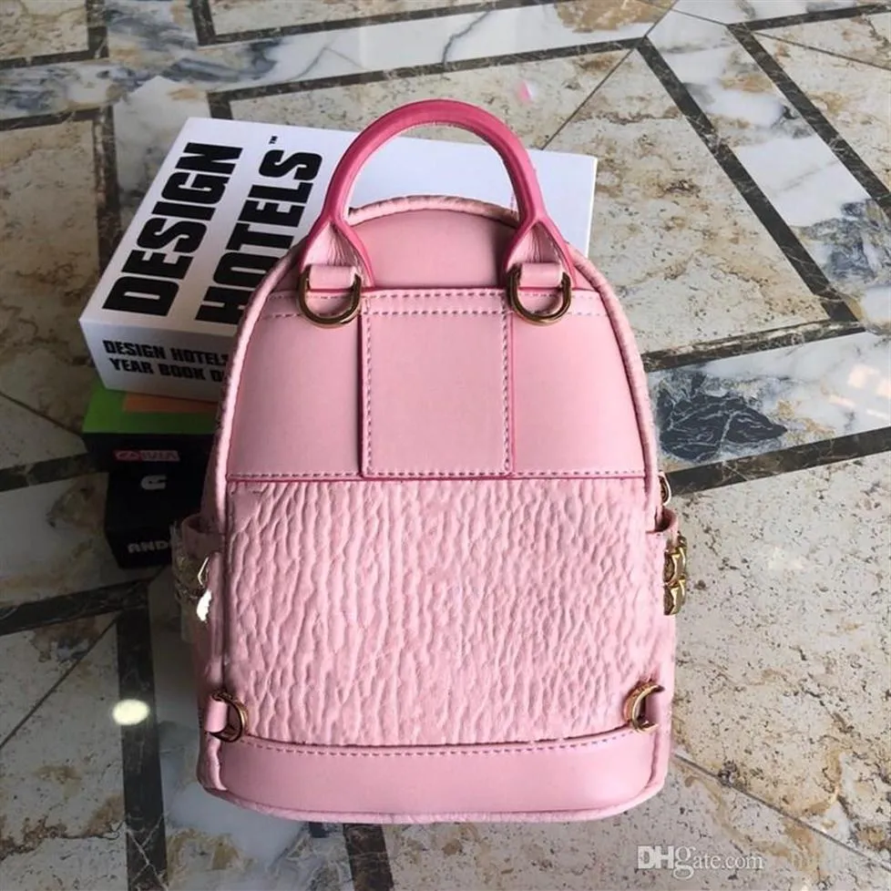 حقيبة مدرسية جديدة للأزياء الجلدية 20L طالب سفر جمال جيد الجودة المصممين الورديين رجال ظهر حقيبة ظهر مصغرة