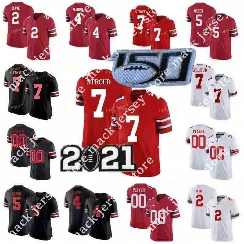 كلية كرة القدم الأمريكية ترتدي كلية NCAA Ohio State Buckeyes Jersey C.J. Stroud J.T. Tuimoloau Chris Olave Julian Fleming Garrett Wilson