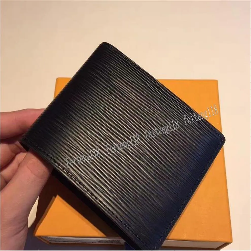 Mode Herren Kurze Brieftasche Kartenhalter Männer Brieftaschen Streifen Strukturierte Mehrere Bifold Kleine Geldbörse mit Box294V