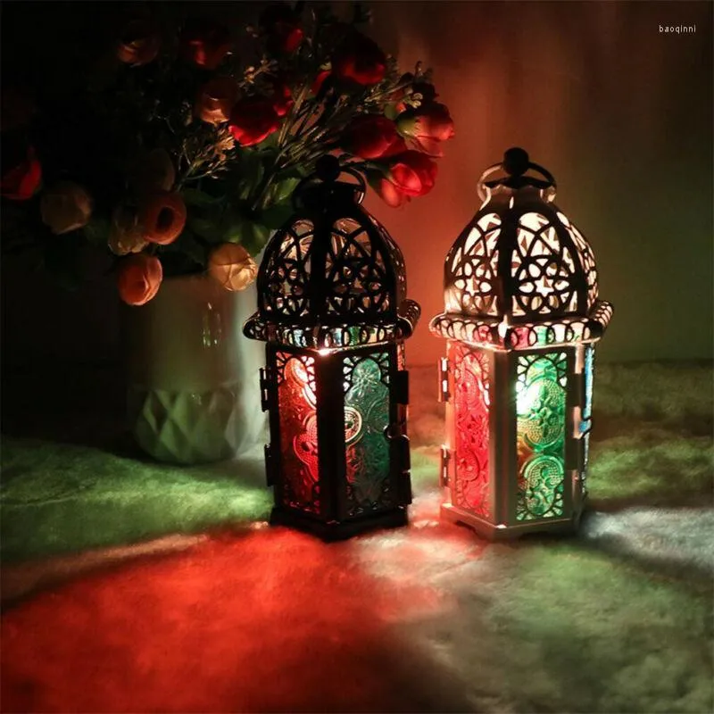 Kandelaars 2023 Brand European Candlestick Vintage Hangende houder Marokkaans glazen lantaarn Wedding Home Decor