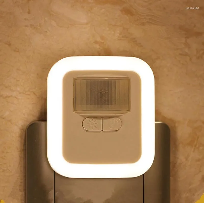 Nachtlichten LED Smart Light Motion Sound Sensor Helderheid Stel Slaapkamer Lamp Trap Decoratieve lampen