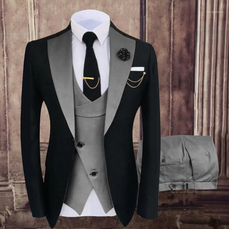 Men's Suits & Blazers Tuxedo Wedding Dress For Men Jacket Vest Pant 3Pcs Homme Costume Slim Fit Single Breasted Suit Male Fashion Party Blaz