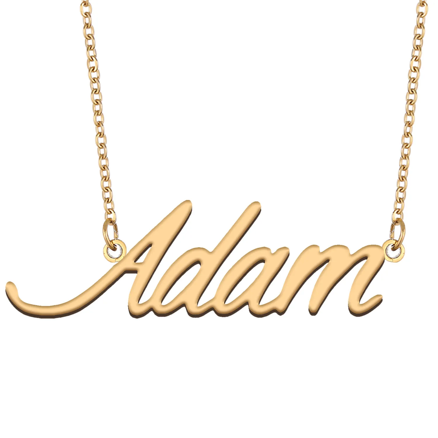 Adam Name Necklace Personaliserad för kvinnor Letter Font Tag Rostfritt stål Guld och silver Anpassad typskylthalsbandsmycken