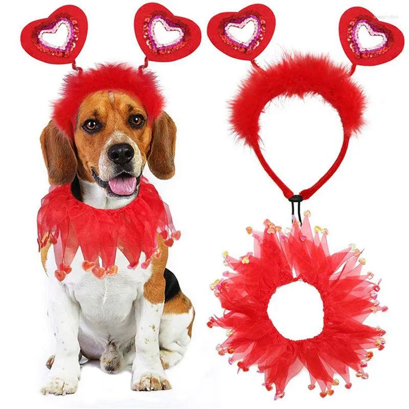 Dog Apparel Pettiskirt Clothing Pet Valentine's Day Party Accessories Bow Headband