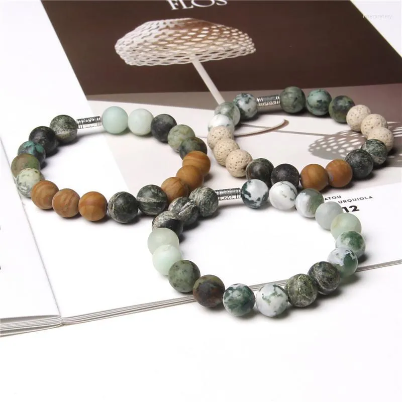 Strand Beaded Strands 10mm Bracciale in pietra naturale African Turqupises Agate Bracciali Vintage Wood Energy Buddha Per donna Uomo Gioielli