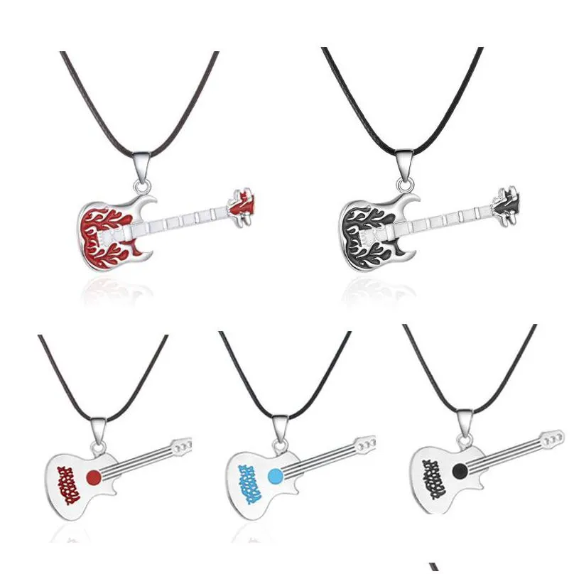 Collares colgantes Collar de acero inoxidable para hombre Joyería Personalizada Pareja Regalo Guitarra Violín Gota Entrega Colgantes Dhgarden Dha0D