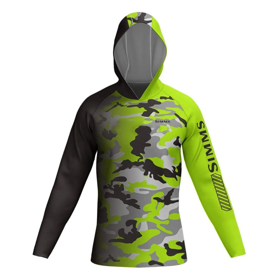 Outdoor-Jacken, Kapuzenpullover, Kapuzenpullover für Herren, Angelprodukte, fluoreszierende Tarnung, UV-Schutz, langärmelige Netz-T-Shirts UPF50, Simms Apparel Replica 230206