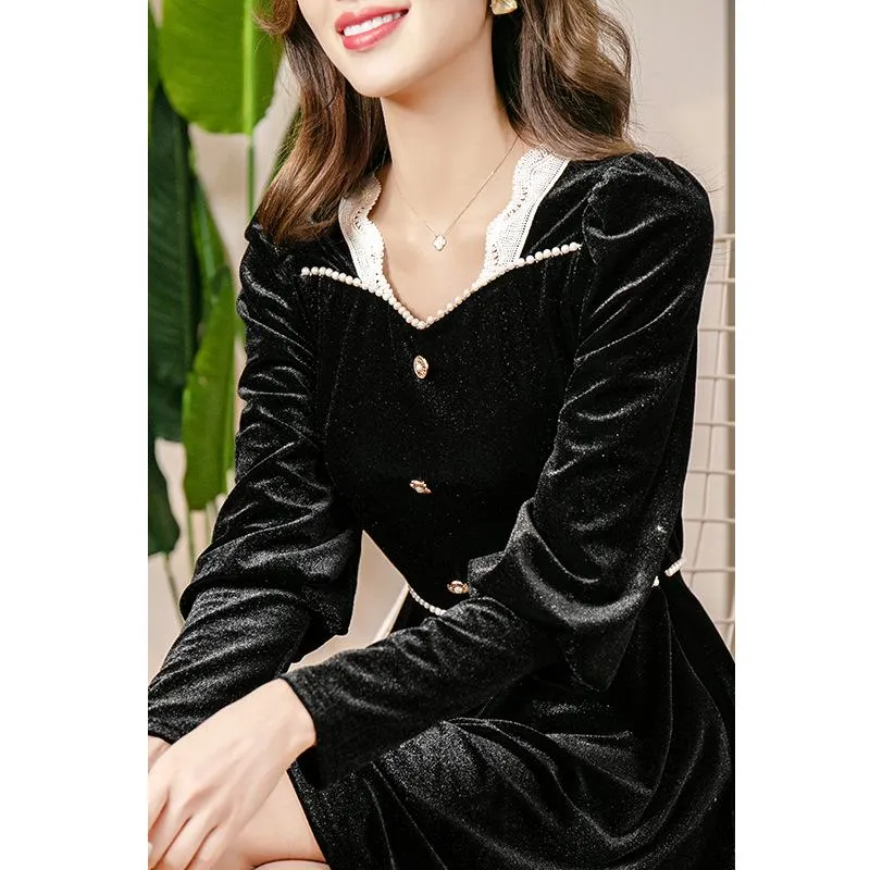 Casual Dresses Spring Summer Dress 2023 Elegant Vintage for Women Party Long Sleeve Black Mini Female Vestido de Mujer PPH3908